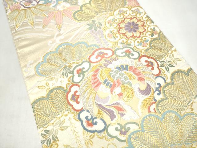 平和屋着物●六通柄袋帯 唐織 松竹梅花文 金銀糸 正絹 逸品 CABK5715hy