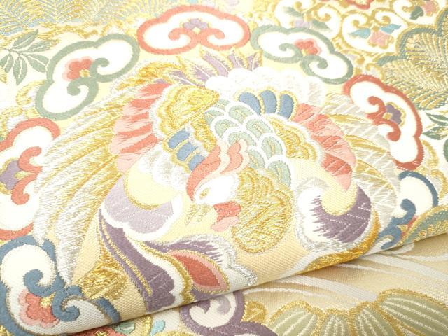 平和屋着物●六通柄袋帯 唐織 松竹梅花文 金銀糸 正絹 逸品 CABK5715hy