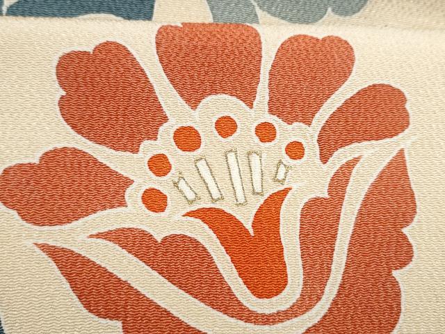 平和屋着物●六通柄袋帯 花唐草文 金彩 鬼しぼ縮緬 正絹 逸品 CABK5720hy