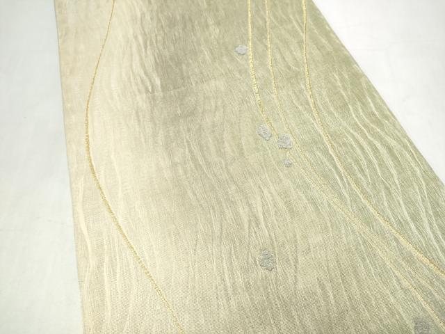 平和屋着物●六通柄袋帯 櫛織 よろけ縞 金糸 正絹 逸品 CABK5723hy