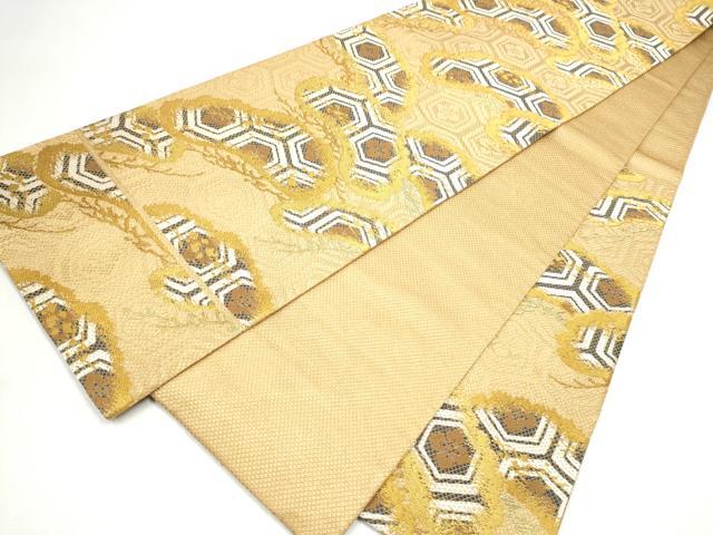 平和屋着物●六通柄袋帯 松 亀甲舞花文 金糸 正絹 逸品 CABK5724hy