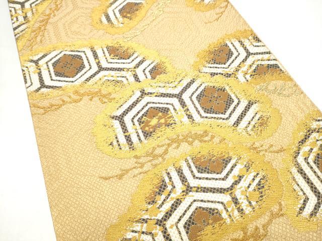 平和屋着物●六通柄袋帯 松 亀甲舞花文 金糸 正絹 逸品 CABK5724hy