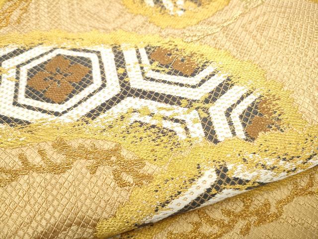 平和屋着物●六通柄袋帯 松 亀甲舞花文 金糸 正絹 逸品 CABK5724hy
