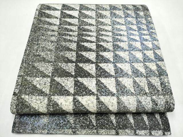平和屋着物●全通柄袋帯 幾何学文様 金通し地 正絹 逸品 CABK5745hy