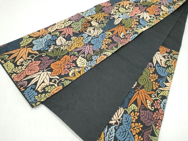 平和屋着物●六通柄袋帯 唐織 桐笹文 黒地 正絹 逸品 CABK5757hy