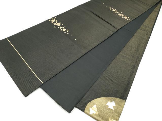 平和屋着物●六通柄袋帯 流水箔散らし文 黒地 金銀彩 正絹 逸品 CABK5759hy
