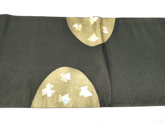 平和屋着物●六通柄袋帯 流水箔散らし文 黒地 金銀彩 正絹 逸品 CABK5759hy