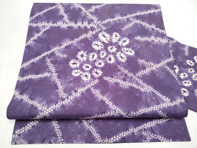 平和屋着物●全通柄 九寸名古屋帯 紫根染 絞り 正絹 逸品 CABK5789hy