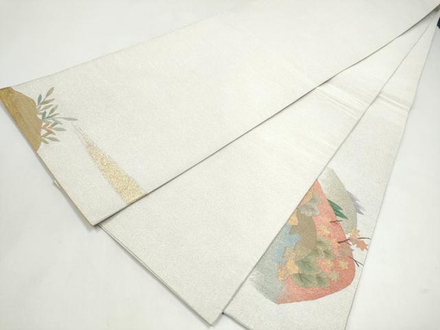 平和屋着物●爪搔き本綴れ 太鼓柄袋帯 遠山樹林文 金銀糸 正絹 逸品 CABK5802hy