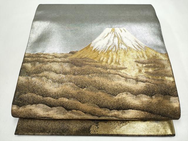 平和屋着物●近代日本画の巨匠 横山大観 じゅらく謹製 太鼓柄袋帯 朝陽雲峰 金銀彩 引箔 正絹 逸品 CABK5805hy