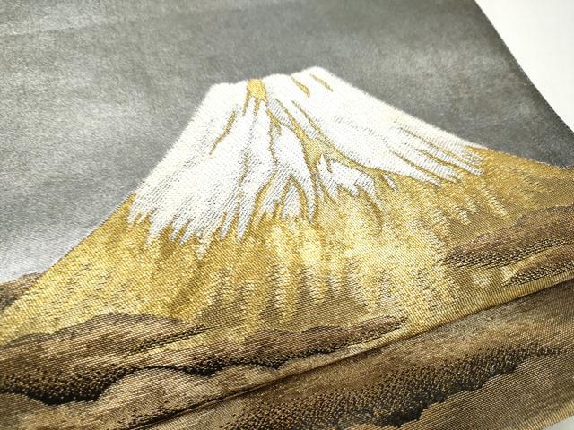 平和屋着物●近代日本画の巨匠 横山大観 じゅらく謹製 太鼓柄袋帯 朝陽雲峰 金銀彩 引箔 正絹 逸品 CABK5805hy