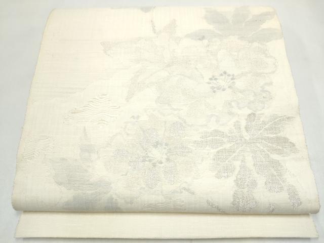平和屋着物▽太鼓柄袋帯 スリーシーズン 春夏秋 草花文 正絹 逸品 CABK5815hy