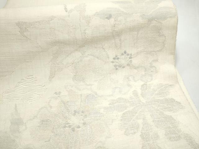 平和屋着物▽太鼓柄袋帯 スリーシーズン 春夏秋 草花文 正絹 逸品 CABK5815hy