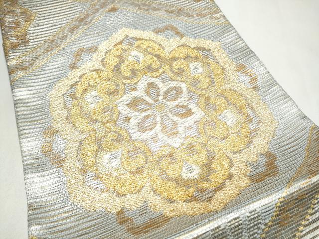 平和屋着物▽六通柄袋帯 スリーシーズン 春夏秋 花唐草文 金銀糸 正絹 逸品 CABK5821hy