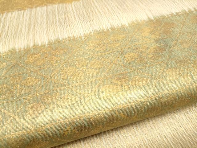 平和屋着物▽六通柄袋帯 スリーシーズン 春夏秋 櫛織 横段吉祥花文 金糸 正絹 逸品 CABK5830hy