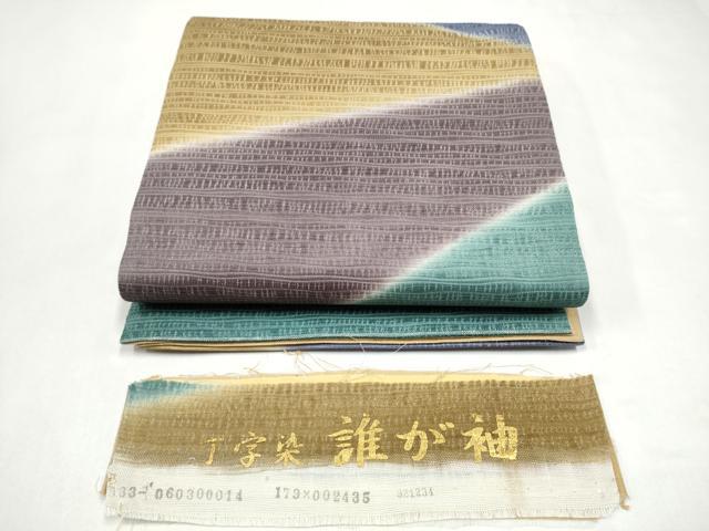 平和屋着物▽全通柄袋帯 スリーシーズン 春夏秋 丁字染 誰が袖 銀通し地 反端付き 正絹 逸品 未使用 CABK5832hy