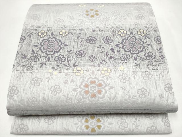 平和屋着物▽全通柄袋帯 スリーシーズン 春夏秋 櫛織 花唐草文 正絹 逸品 CABK5834hy