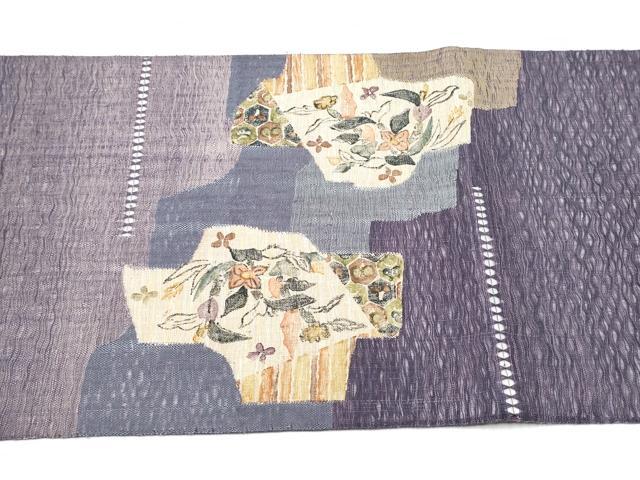 平和屋着物▽太鼓柄袋帯 スリーシーズン 春夏秋 すくい織 吉祥花文 正絹 逸品 CABK5841hy