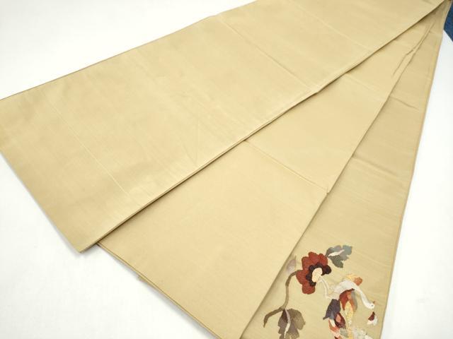 平和屋着物●太鼓柄袋帯 すくい織 孔雀花文 金糸 正絹 逸品 CABK5850hy