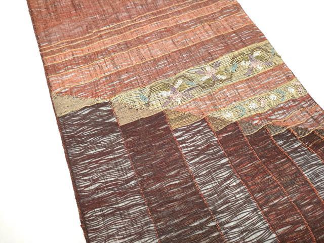 平和屋着物▽太鼓柄袋帯 スリーシーズン 春夏秋 すくい織 横段文 金糸 正絹 逸品 CABK5852hy
