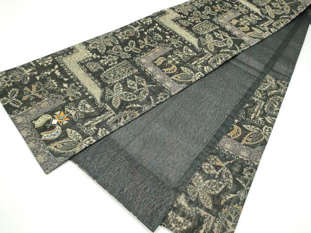 平和屋着物▽袋帯 スリーシーズン 春夏秋 螺鈿 幾何学花文 金糸 正絹 逸品 CABK5856hy