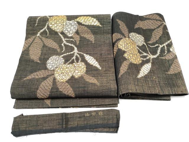 平和屋着物●洛風林 工芸帯地 つけ帯 枝葉文 金銀糸 反端付き 正絹 逸品 CABK5867hy