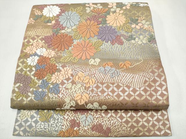 平和屋着物●つけ帯 唐織 舞花文 金糸 正絹 逸品 CABK5868hy
