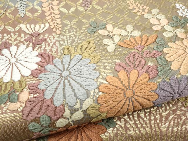 平和屋着物●つけ帯 唐織 舞花文 金糸 正絹 逸品 CABK5868hy