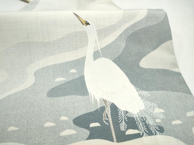 平和屋着物●つけ帯 鈴木清文 白鷺 正絹 逸品 CABK5869hy