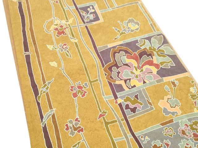 平和屋着物●両面 全通柄袋帯 舞花文 正絹 逸品 CABK5875hy