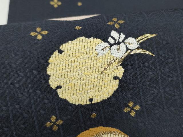 平和屋着物●六通柄袋帯 雪輪花文 金糸 正絹 逸品 CABK5876hy