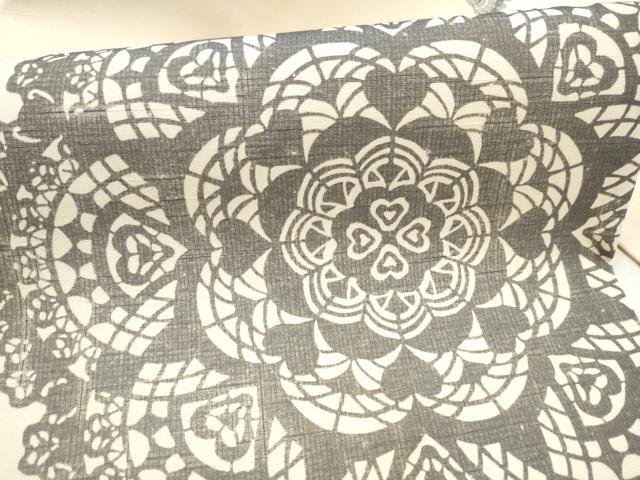 平和屋着物●九寸名古屋帯 作家物 型染め 兎 切り絵柄 ますいわ屋扱い 正絹 逸品 CABK5910hy