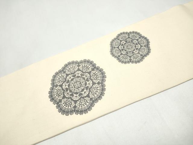 平和屋着物●九寸名古屋帯 作家物 型染め 兎 切り絵柄 ますいわ屋扱い 正絹 逸品 CABK5910hy