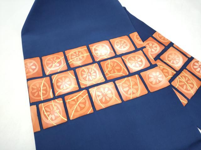 平和屋着物●塩瀬 九寸名古屋帯 ろうけつ染 花丸文 金彩 正絹 逸品 CABK5914hy
