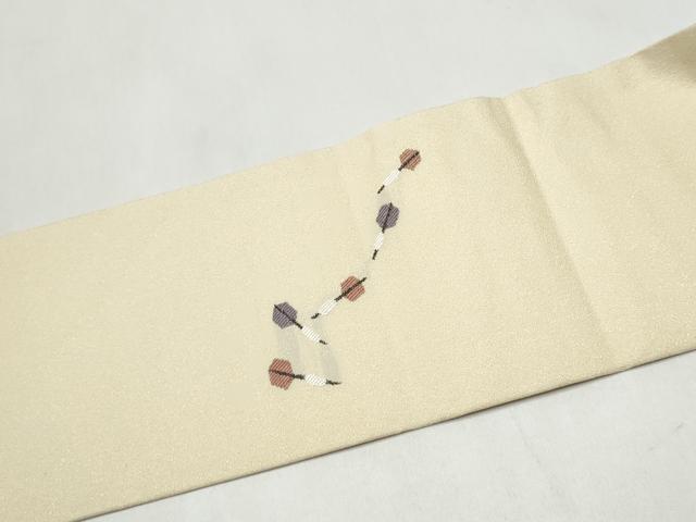 平和屋着物●九寸名古屋帯 ダーツ 金糸 正絹 逸品 CABK5917hy