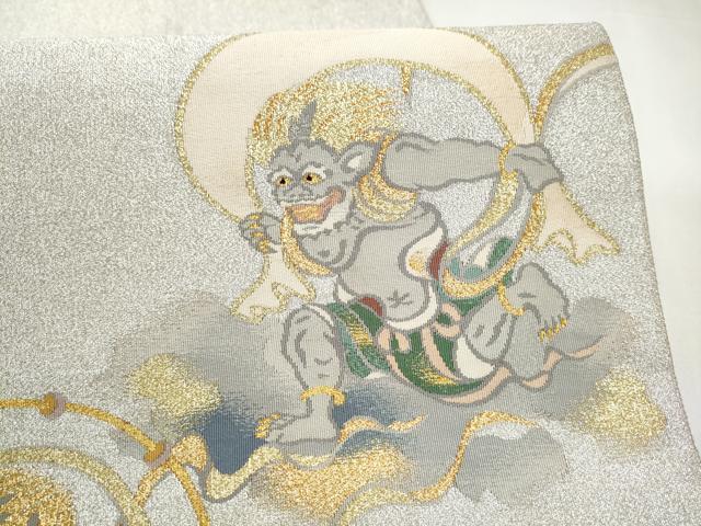 平和屋着物●爪搔き本綴れ 八寸名古屋帯 風神雷神 金銀糸 正絹 逸品 CABK5929hy
