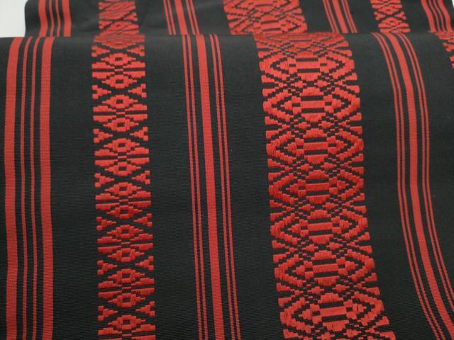 平和屋着物●本場筑前博多織 全通柄 九寸名古屋帯 献上 黒地 正絹 逸品 CABK5933hy