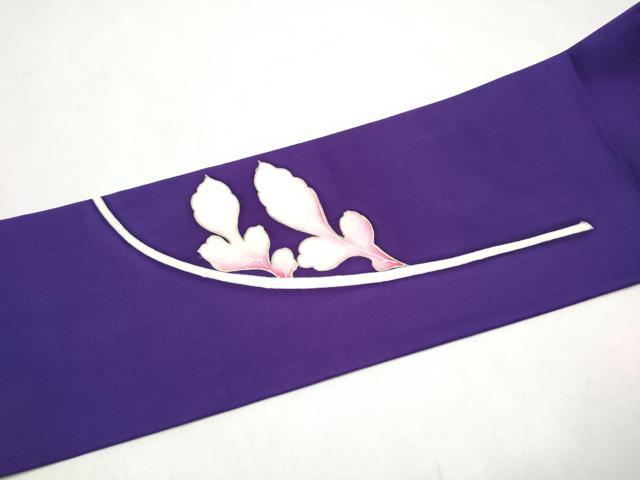 平和屋着物●塩瀬 九寸名古屋帯 枝葉文 金彩 正絹 逸品 CABK5940hy