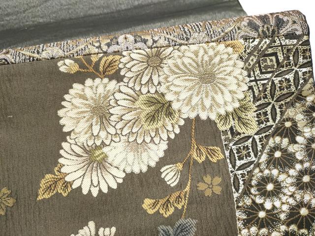 平和屋着物●太鼓柄袋帯 吉祥花文 金糸 正絹 逸品 CABK5943hy