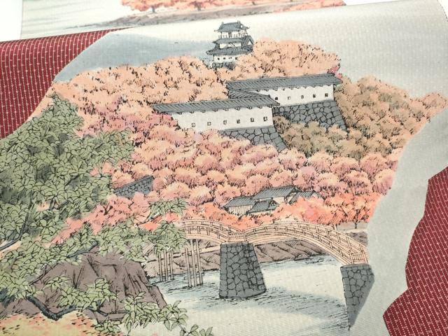 平和屋着物●全通柄袋帯 本場大島紬 風景文 中昌紬織物謹製 証紙付き 正絹 逸品 CABK5971hy