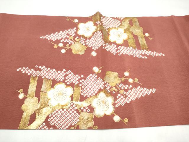 平和屋着物●太鼓柄袋帯 絞り 駒刺繍 枝梅文 金彩 正絹 逸品 CABK5974hy