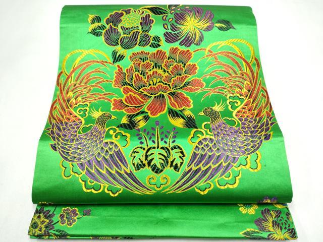 平和屋着物●丸帯 向かい鳥花文 正絹 逸品 CABK5981hy