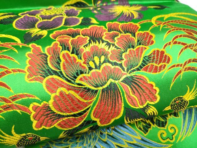 平和屋着物●丸帯 向かい鳥花文 正絹 逸品 CABK5981hy