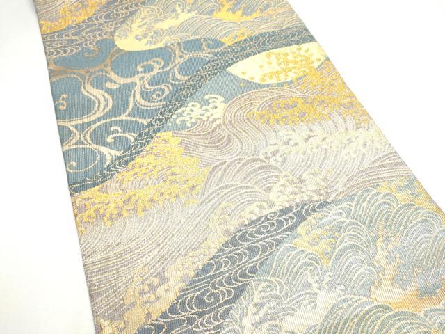 平和屋着物●紋屋井関 御寮織 六通柄袋帯 流水文 金糸 正絹 逸品 CABK5983hy
