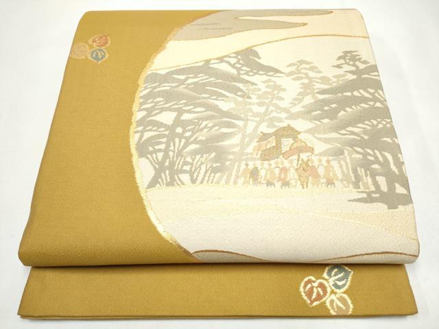 平和屋着物●西陣 おぐら謹製 六通柄袋帯 人物風景文 証紙付き 正絹 逸品 CABK5988hy