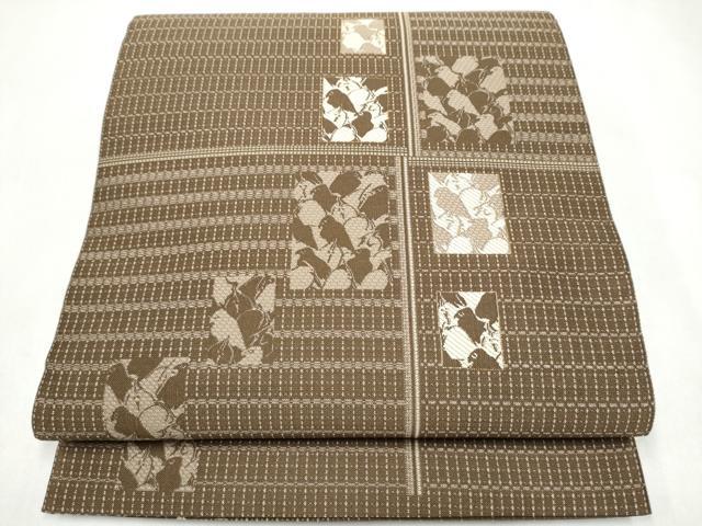 平和屋着物●全通柄袋帯 紹巴 抽象文様 金糸 正絹 逸品 CABK5994hy