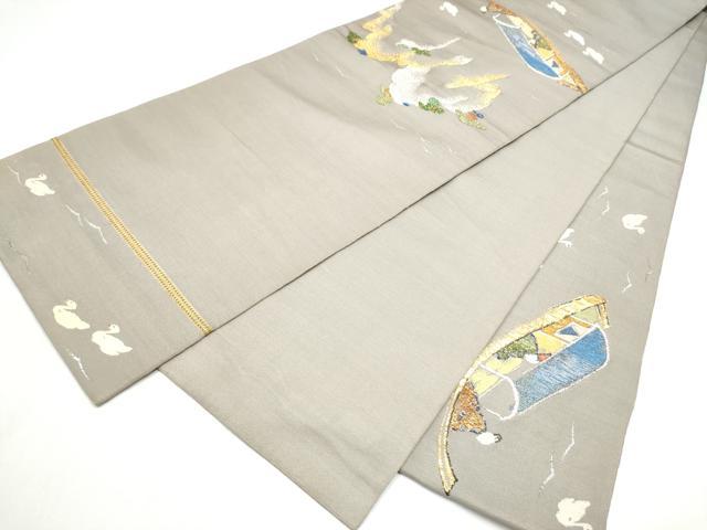 平和屋着物●龍村平蔵製 六通柄 本袋帯 仙丹錦 金銀糸 正絹 逸品 CABK5997hy