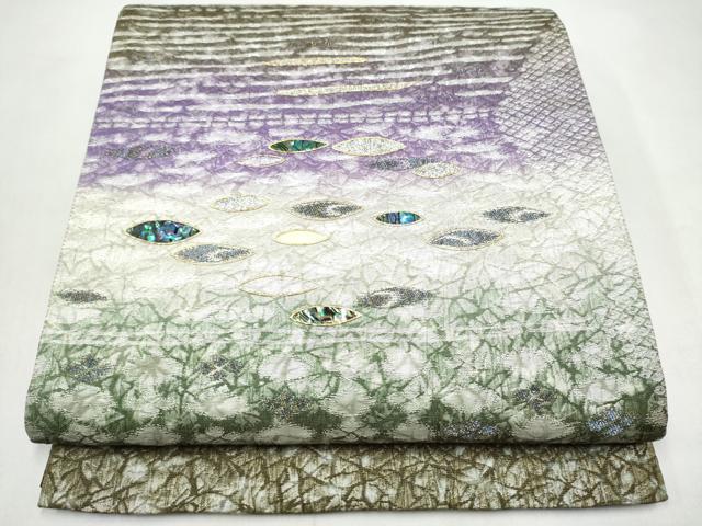平和屋着物●両面 袋帯 螺鈿 霞文 金彩 正絹 逸品 CABK6000hy