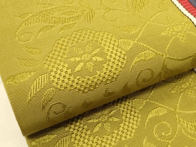 平和屋着物●本場筑前博多織 半幅帯 井上絹織謹製 花唐草間道 証紙付き 正絹 逸品 CABK6002ak