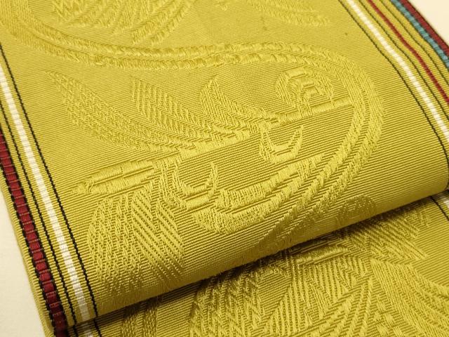 平和屋着物●本場筑前博多織 半幅帯 花鳥文 正絹 逸品 CABK6005ak